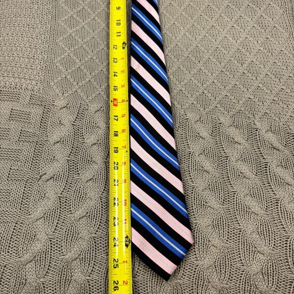 Canterbury 100% Silk Striped Black Blue and Pink Men's Tie - Picture 6 of 6